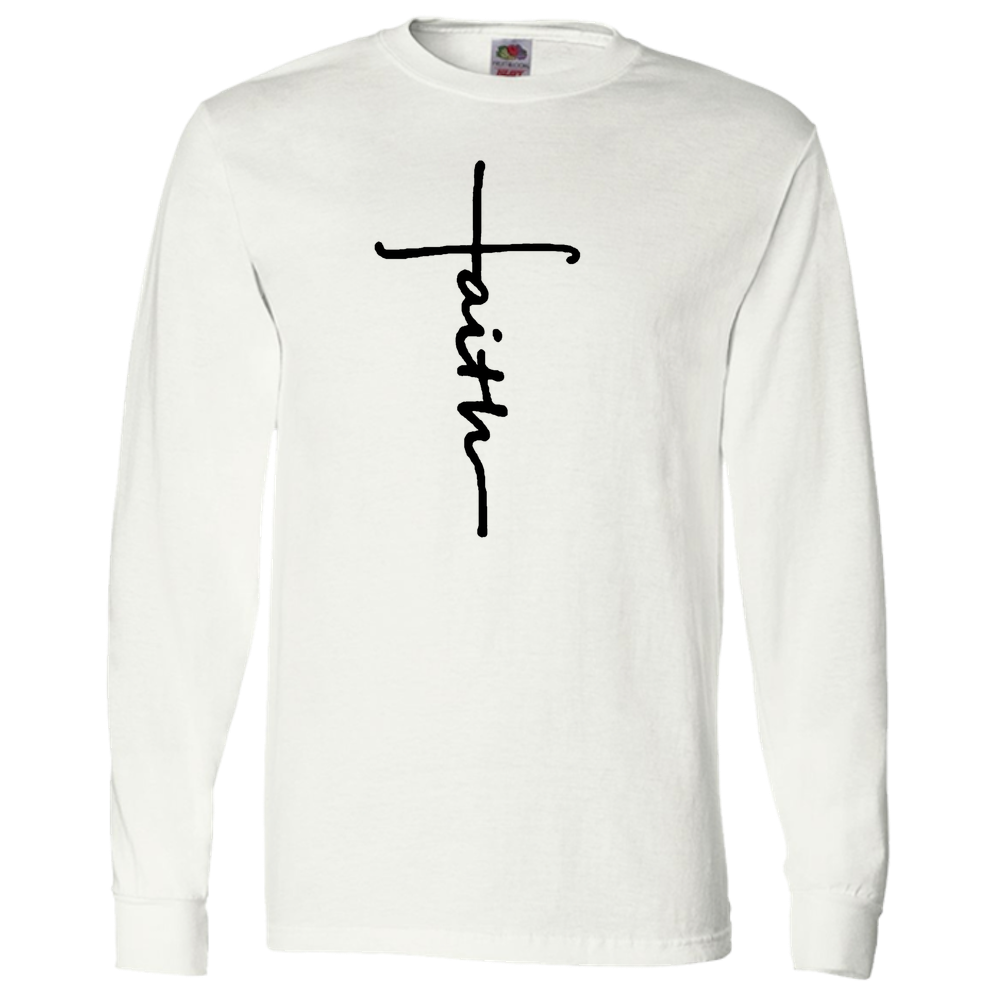 Faith Cross Adult Long Sleeve TShirt Novelty Christian Unisex
