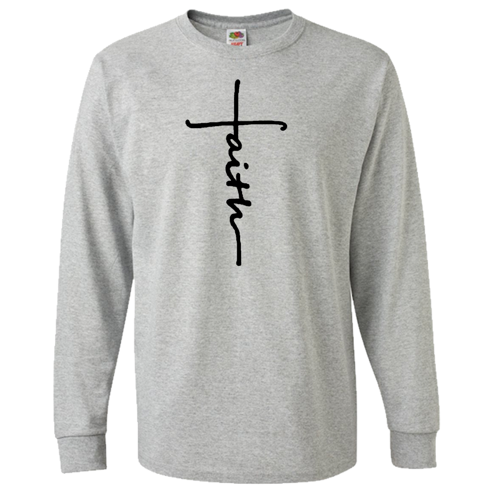 Faith Cross Adult Long Sleeve TShirt Novelty Christian Unisex