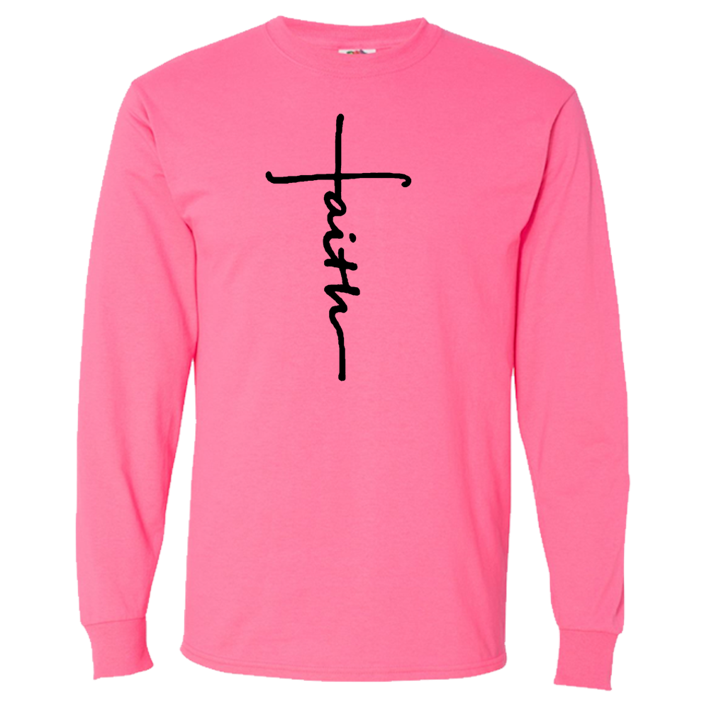 Faith Cross Adult Long Sleeve TShirt Novelty Christian Unisex